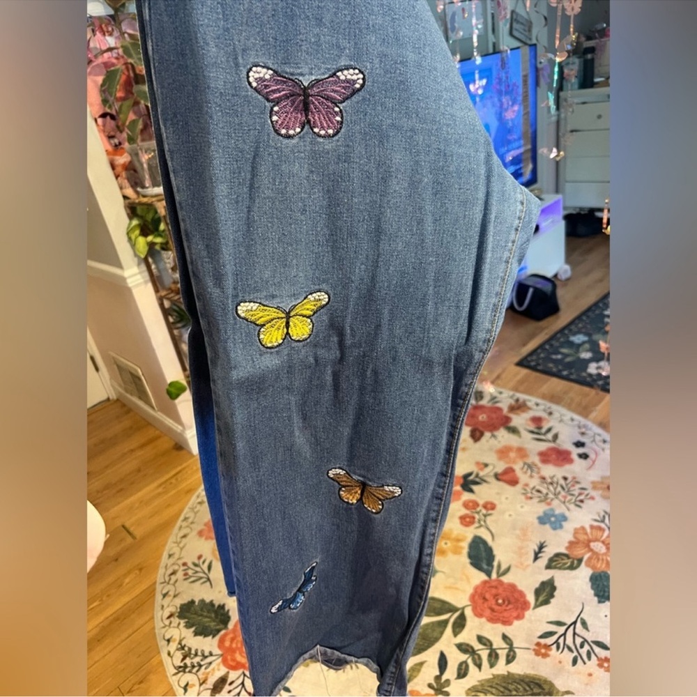Butterfly Embroidered Straight Leg Jeans Coquette Y2K Size 4X